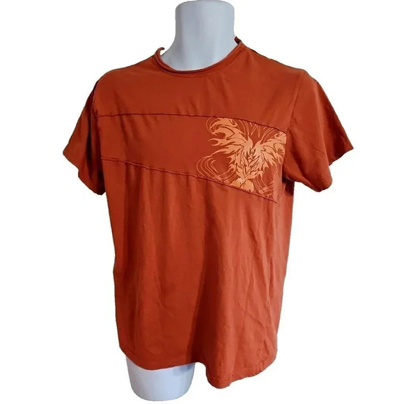 Vintage International Male Short Sleeve Shirt Large Orange Grunge Preppy Casual - Picture 2 of 5